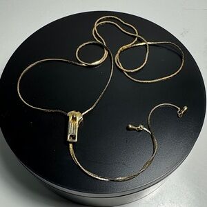 Vintage zipper Gold-Tone Pendant Necklace